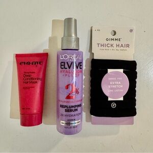 Haircare Bundle – L’Oréal Elvive Serum + Eva NYC Mask + Gimme Hair Ties